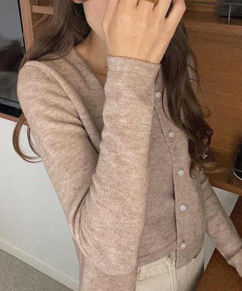 LAUIR（ラウアー）の「もちもちカーディガン＋キャミセット（カーディガン/ボレロ・レディース・ブラウン/アイボリー/ベージュ・FREE）」の3枚目の写真