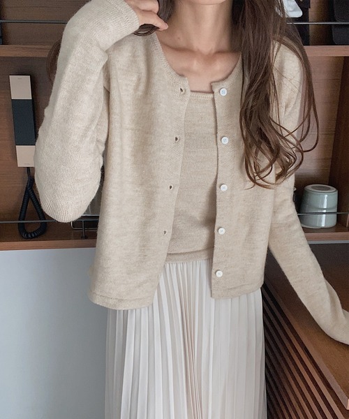 LAUIR（ラウアー）の「もちもちカーディガン＋キャミセット（カーディガン/ボレロ・レディース・ブラウン/アイボリー/ベージュ・FREE）」の5枚目の写真