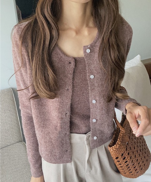 LAUIR（ラウアー）の「もちもちカーディガン＋キャミセット（カーディガン/ボレロ・レディース・ブラウン/アイボリー/ベージュ・FREE）」の7枚目の写真