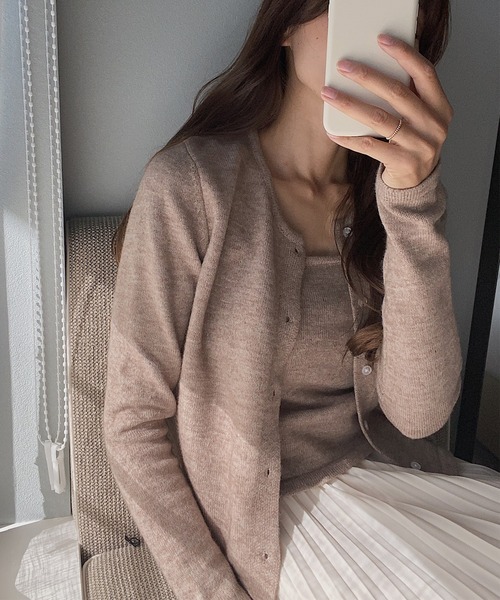 LAUIR（ラウアー）の「もちもちカーディガン＋キャミセット（カーディガン/ボレロ・レディース・ブラウン/アイボリー/ベージュ・FREE）」の9枚目の写真