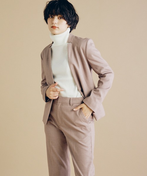 CLEARIMPRESSION （クリアインプレッション）の「【洗えるセットアップ】TRサキソニー起毛スリットカラージャケット（スーツジャケット・レディース・ブラック/モカ・11号/9号/7号）」の2枚目の写真