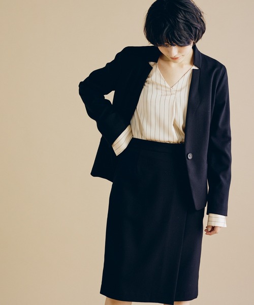 CLEARIMPRESSION （クリアインプレッション）の「【洗えるセットアップ】TRサキソニー起毛スリットカラージャケット（スーツジャケット・レディース・ブラック/モカ・11号/9号/7号）」の14枚目の写真