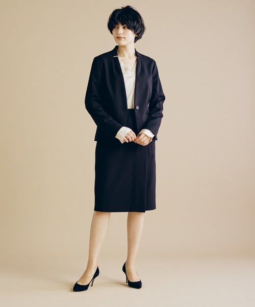 CLEARIMPRESSION （クリアインプレッション）の「【洗えるセットアップ】TRサキソニー起毛スリットカラージャケット（スーツジャケット・レディース・ブラック/モカ・11号/9号/7号）」の15枚目の写真