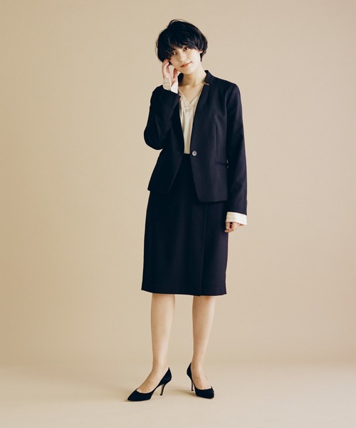 CLEARIMPRESSION （クリアインプレッション）の「【洗えるセットアップ】TRサキソニー起毛スリットカラージャケット（スーツジャケット・レディース・ブラック/モカ・11号/9号/7号）」の16枚目の写真