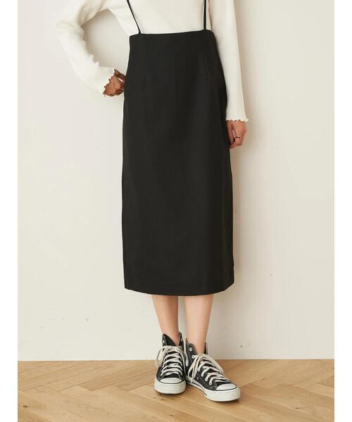 earth music&ecology(アースミュージックアンドエコロジー)の「2wayサス付きナロースカート *(スカート・レディース・ブラック/その他12/ダークオレンジ・S/M)」の4枚目の写真