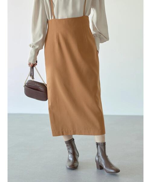 earth music&ecology(アースミュージックアンドエコロジー)の「2wayサス付きナロースカート *(スカート・レディース・ブラック/その他12/ダークオレンジ・S/M)」の5枚目の写真