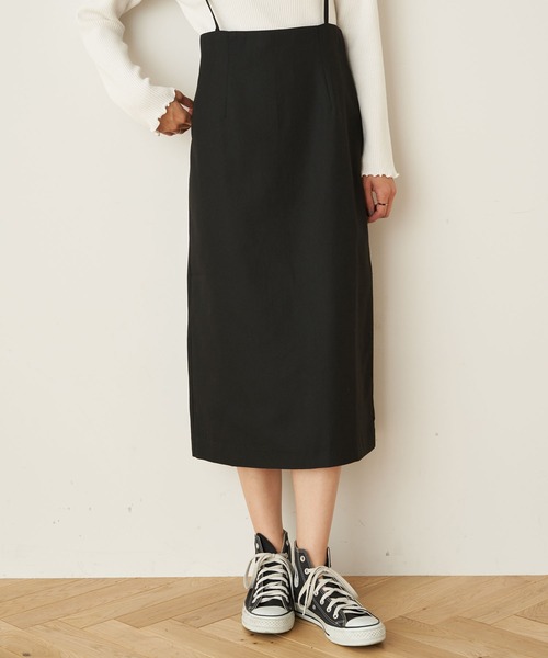 earth music&ecology(アースミュージックアンドエコロジー)の「2wayサス付きナロースカート *(スカート・レディース・ブラック/その他12/ダークオレンジ・S/M)」の2枚目の写真