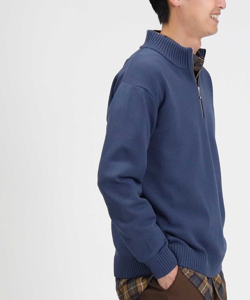 BACK NUMBER（バックナンバー）の「【BACK NUMBER】天竺編みハーフジップニット（ニット/セーター・メンズ・ベージュ/ブラック/ブルー・L/M/XL/S）」の21枚目の写真