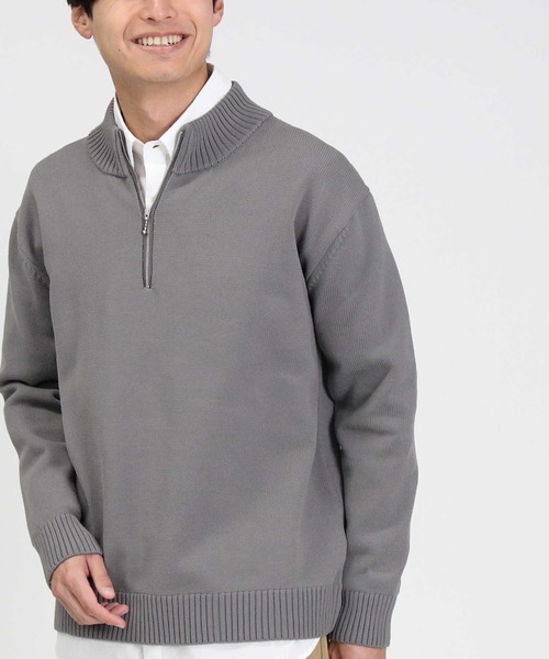 BACK NUMBER（バックナンバー）の「【BACK NUMBER】天竺編みハーフジップニット（ニット/セーター・メンズ・ベージュ/ブラック/ブルー・L/M/XL/S）」の17枚目の写真