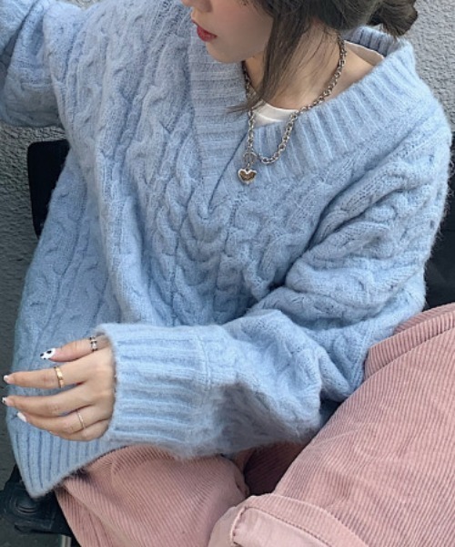 セール】Vネックざっくり編みニット（ニット/セーター）｜MANGROVE