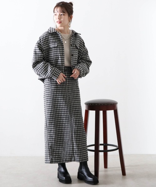 Cheek(チーク)の「ツイードロングタイトスカート(スカート・レディース・ブラック/ブラウン・MEDIUM)」の17枚目の写真