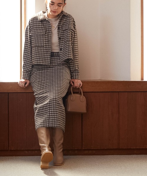 Cheek(チーク)の「ツイードロングタイトスカート(スカート・レディース・ブラック/ブラウン・MEDIUM)」の5枚目の写真