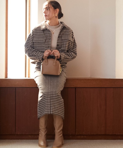 Cheek(チーク)の「ツイードロングタイトスカート(スカート・レディース・ブラック/ブラウン・MEDIUM)」の7枚目の写真