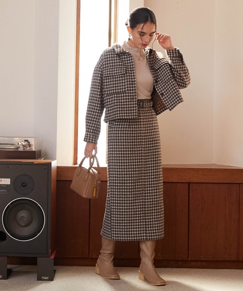 Cheek(チーク)の「ツイードロングタイトスカート(スカート・レディース・ブラック/ブラウン・MEDIUM)」の8枚目の写真