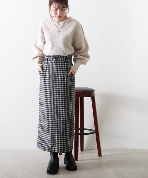 Cheek(チーク)の「ツイードロングタイトスカート(スカート・レディース・ブラック/ブラウン・MEDIUM)」の18枚目の写真