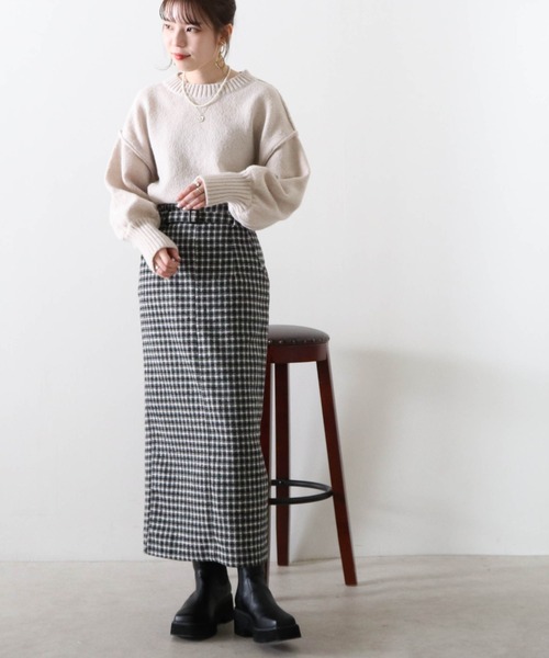 Cheek(チーク)の「ツイードロングタイトスカート(スカート・レディース・ブラック/ブラウン・MEDIUM)」の20枚目の写真