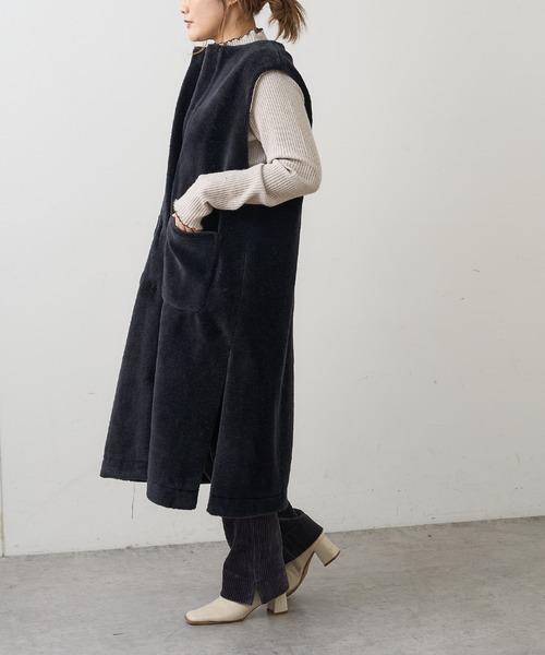 PUAL CE CIN（ピュアルセシン）の「【ウール100%】ファインボアベストコート（その他アウター・レディース・スミクロ/グレイッシュベージュ・FREE）」の15枚目の写真