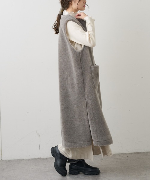 PUAL CE CIN（ピュアルセシン）の「【ウール100%】ファインボアベストコート（その他アウター・レディース・スミクロ/グレイッシュベージュ・FREE）」の6枚目の写真