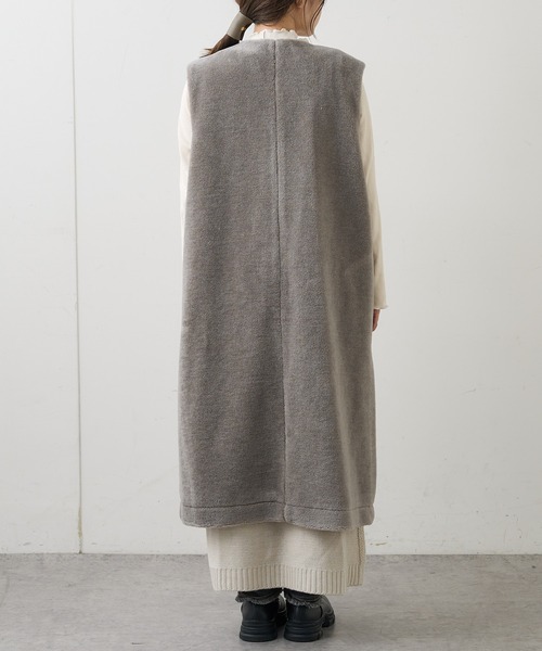 PUAL CE CIN（ピュアルセシン）の「【ウール100%】ファインボアベストコート（その他アウター・レディース・スミクロ/グレイッシュベージュ・FREE）」の7枚目の写真