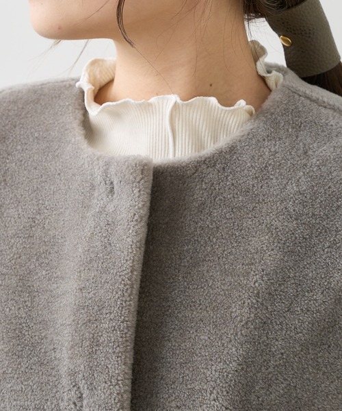 PUAL CE CIN（ピュアルセシン）の「【ウール100%】ファインボアベストコート（その他アウター・レディース・スミクロ/グレイッシュベージュ・FREE）」の5枚目の写真