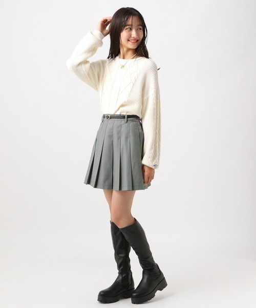 repipi armario(レピピ アルマリオ)の「【おうち洗濯可】ケーブルバルーンソデニット(ニット/セーター・キッズ・ベージュ/ブラック/アイボリー/グリーン/パープル・MEDIUM/SMALL/LARGE)」の7枚目の写真