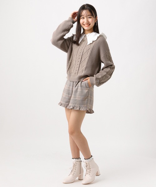 repipi armario(レピピ アルマリオ)の「【おうち洗濯可】ケーブルバルーンソデニット(ニット/セーター・キッズ・ベージュ/ブラック/アイボリー/グリーン/パープル・MEDIUM/SMALL/LARGE)」の13枚目の写真