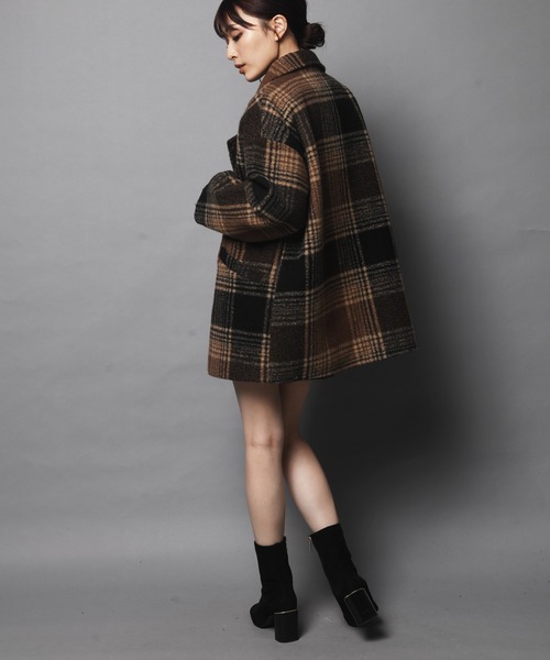 ARCANUM DESIGN（アルカナムデザイン）の「WEB限定 ARL ビッグチェックジャケット（ステンカラーコート・レディース・ブラック/ブラウン・FREE）」の11枚目の写真
