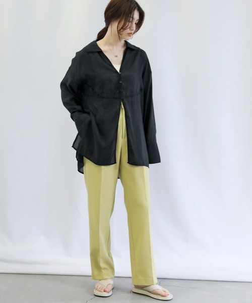 select MOCA（セレクトモカ）の「切り替えデザインオープンスリーブシアーシャツ（シャツ/ブラウス・レディース・ブラック/オフホワイト/カーキ・FREE）」の12枚目の写真