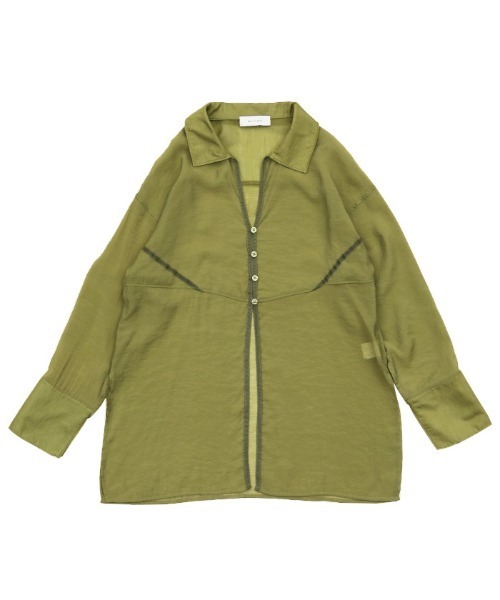 select MOCA（セレクトモカ）の「切り替えデザインオープンスリーブシアーシャツ（シャツ/ブラウス・レディース・ブラック/オフホワイト/カーキ・FREE）」の10枚目の写真