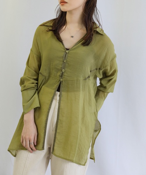 select MOCA（セレクトモカ）の「切り替えデザインオープンスリーブシアーシャツ（シャツ/ブラウス・レディース・ブラック/オフホワイト/カーキ・FREE）」の22枚目の写真