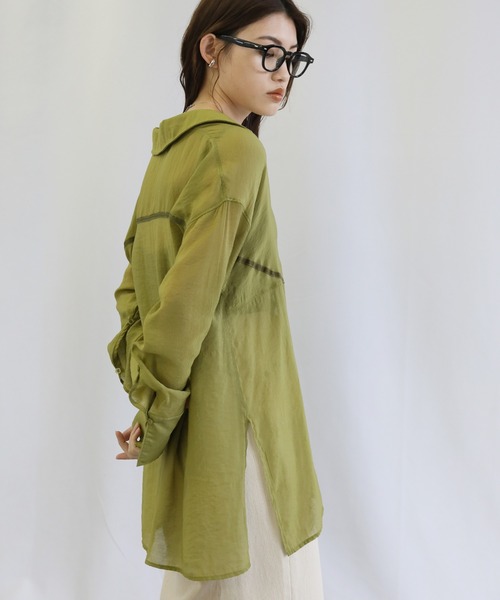 select MOCA（セレクトモカ）の「切り替えデザインオープンスリーブシアーシャツ（シャツ/ブラウス・レディース・ブラック/オフホワイト/カーキ・FREE）」の20枚目の写真