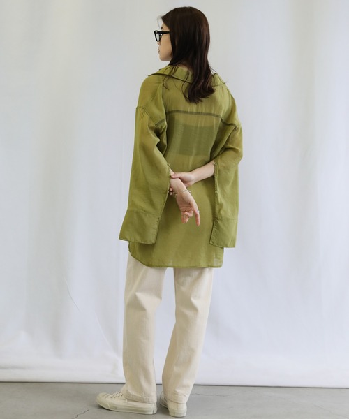 select MOCA（セレクトモカ）の「切り替えデザインオープンスリーブシアーシャツ（シャツ/ブラウス・レディース・ブラック/オフホワイト/カーキ・FREE）」の11枚目の写真