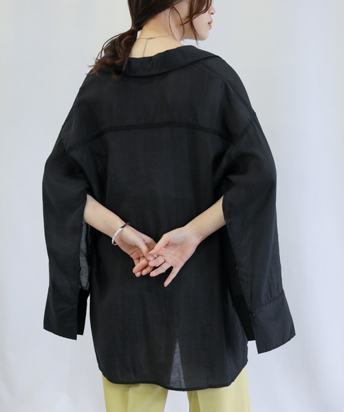 select MOCA（セレクトモカ）の「切り替えデザインオープンスリーブシアーシャツ（シャツ/ブラウス・レディース・ブラック/オフホワイト/カーキ・FREE）」の13枚目の写真