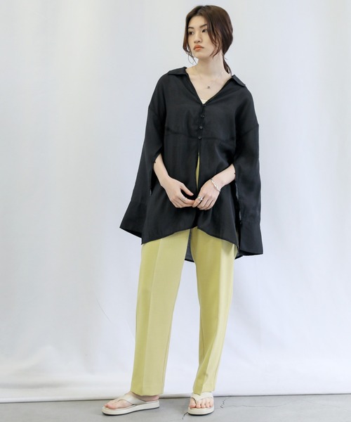 select MOCA（セレクトモカ）の「切り替えデザインオープンスリーブシアーシャツ（シャツ/ブラウス・レディース・ブラック/オフホワイト/カーキ・FREE）」の14枚目の写真