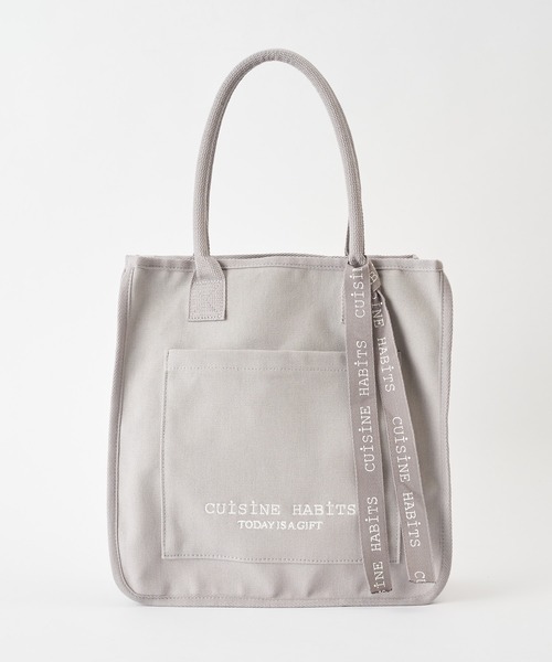CUISINE HABITS（クイジーヌハビッツ）の「SQUARE TOTE スクエア トートバッグ（トートバッグ・レディース・ブラック/カーキ/アイボリー/グレー/ベージュ/チャコールグレー・フリー）」の17枚目の写真