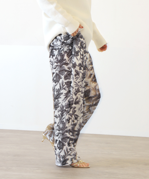 セール】レーヨンベルベットフラワープリントパンツ◇（その他