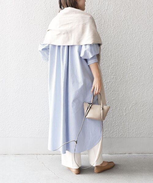 【新品未使用】アンヌーク コットンギャザーワンピース ブルー 38 ànuke online store（アンヌーク） / Cotton Gather
