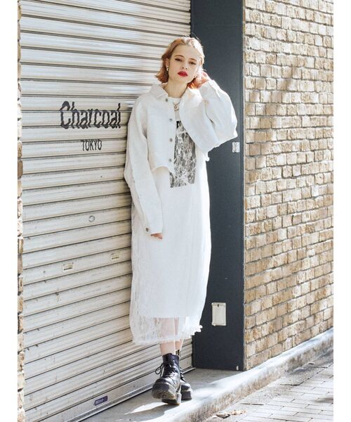 jouetie（ジュエティ）の「ショートデニムGジャン【ワークジャケット】（デニムジャケット・レディース・オフホワイト/ブラック/ブルー・MEDIUM）」の9枚目の写真