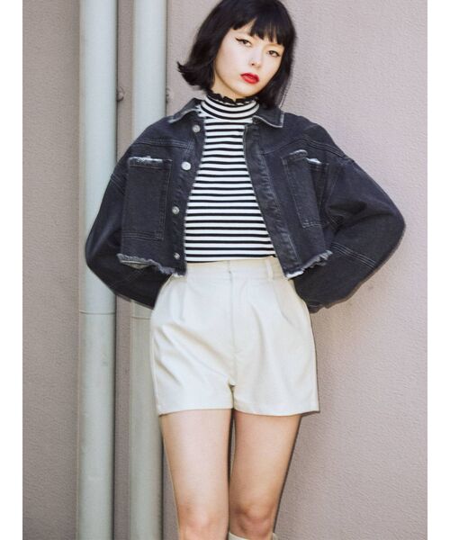jouetie（ジュエティ）の「ショートデニムGジャン【ワークジャケット】（デニムジャケット・レディース・オフホワイト/ブラック/ブルー・MEDIUM）」の11枚目の写真