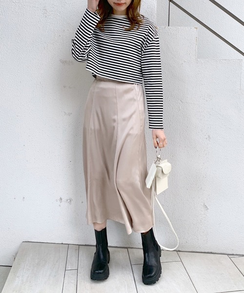 OLIVE des OLIVE（オリーブデオリーブ）の「ショートボーダーロンT（Tシャツ/カットソー・レディース・ピンク/グレー/ブラック/ブルー・FREE）」の5枚目の写真