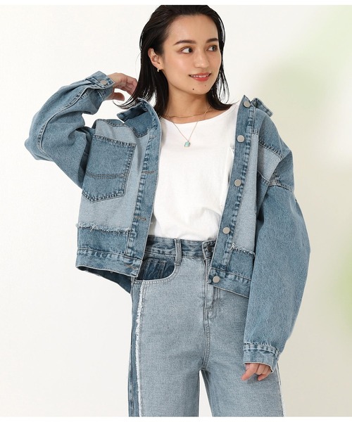 anap mimpi（アナップミンピ）の「フリンジリメイクデザインデニムジャケット（デニムジャケット・レディース・ブルー・FREE）」の4枚目の写真