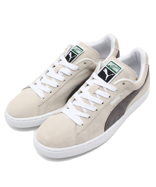 PUMA（プーマ）の「スウェード クラシック+（スニーカー・メンズ・ホワイト×グレー/ライトブルー/オレンジ・30.0cm/28.5cm/27.5cm/23cm/22.5cm/27cm/29cm/25.5cm/23.5cm/25cm/31cm/26cm/24cm/24.5cm/28cm/26.5cm）」の2枚目の写真