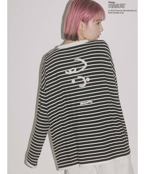 merry jenny(メリージェニー)の「PEANUTS charlie Long Tee(Tシャツ/カットソー・レディース・オフホワイト/ブラック・FREE)」の1枚目の写真