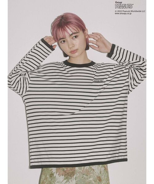 merry jenny(メリージェニー)の「PEANUTS charlie Long Tee(Tシャツ/カットソー・レディース・オフホワイト/ブラック・FREE)」の4枚目の写真