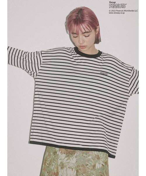 merry jenny(メリージェニー)の「PEANUTS charlie Long Tee(Tシャツ/カットソー・レディース・オフホワイト/ブラック・FREE)」の7枚目の写真