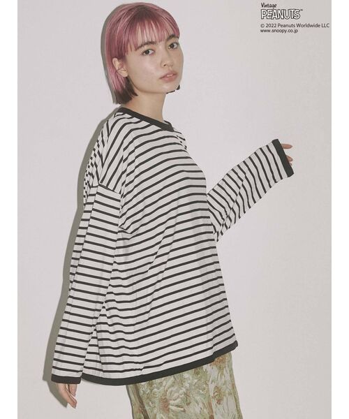 merry jenny(メリージェニー)の「PEANUTS charlie Long Tee(Tシャツ/カットソー・レディース・オフホワイト/ブラック・FREE)」の8枚目の写真