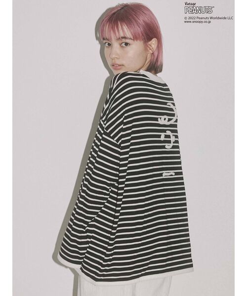 merry jenny(メリージェニー)の「PEANUTS charlie Long Tee(Tシャツ/カットソー・レディース・オフホワイト/ブラック・FREE)」の13枚目の写真