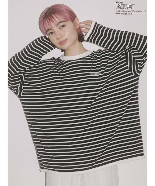 merry jenny(メリージェニー)の「PEANUTS charlie Long Tee(Tシャツ/カットソー・レディース・オフホワイト/ブラック・FREE)」の15枚目の写真