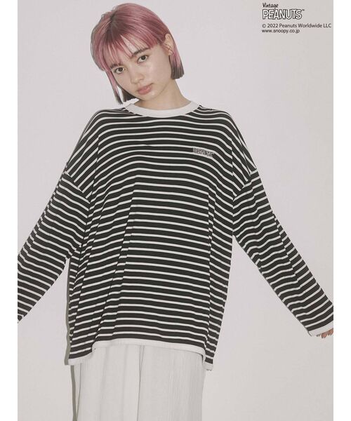 merry jenny(メリージェニー)の「PEANUTS charlie Long Tee(Tシャツ/カットソー・レディース・オフホワイト/ブラック・FREE)」の16枚目の写真