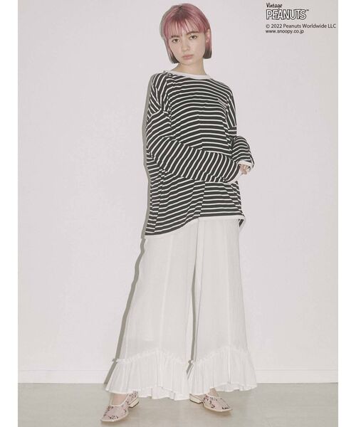 merry jenny(メリージェニー)の「PEANUTS charlie Long Tee(Tシャツ/カットソー・レディース・オフホワイト/ブラック・FREE)」の19枚目の写真